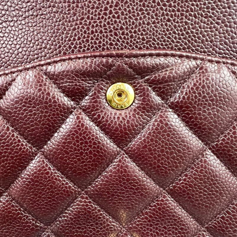 Double Flap Maxi Caviar Burgundy GHW