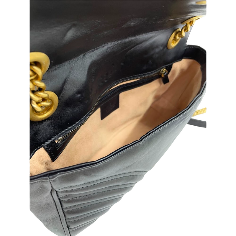 GG Marmont Small Matelassé Black GHW