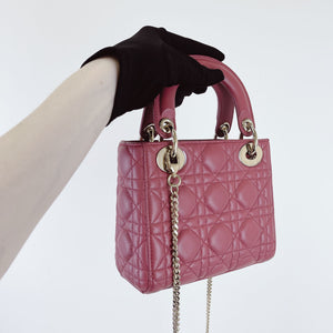 Mini Lady Dior Lambskin Rose Pink SHW