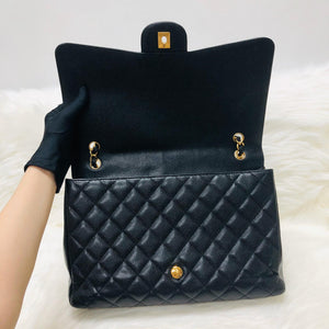 Single Flap Maxi in Black Caviar Leather with GHW