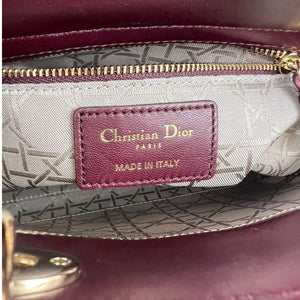 Small Lady Dior Lucky Badges Lambskin Burgundy GHW