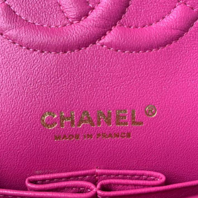 Classic Chevron Double Flap Medium Lambskin Pink GHW