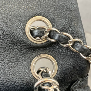 Quilted Double Gusset Washed Caviar black SHW