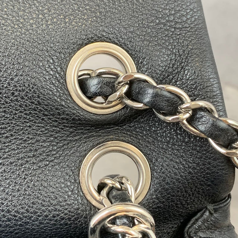 Quilted Double Gusset Washed Caviar black SHW