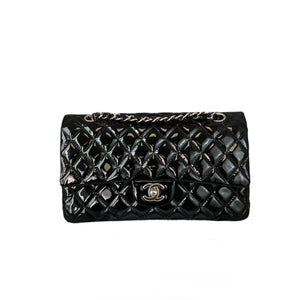 Medium Classic Flap Patent Black SHW