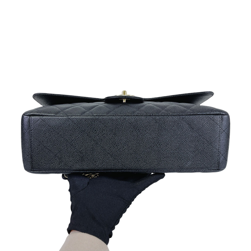 Classic Single Flap Maxi Caviar Black GHW