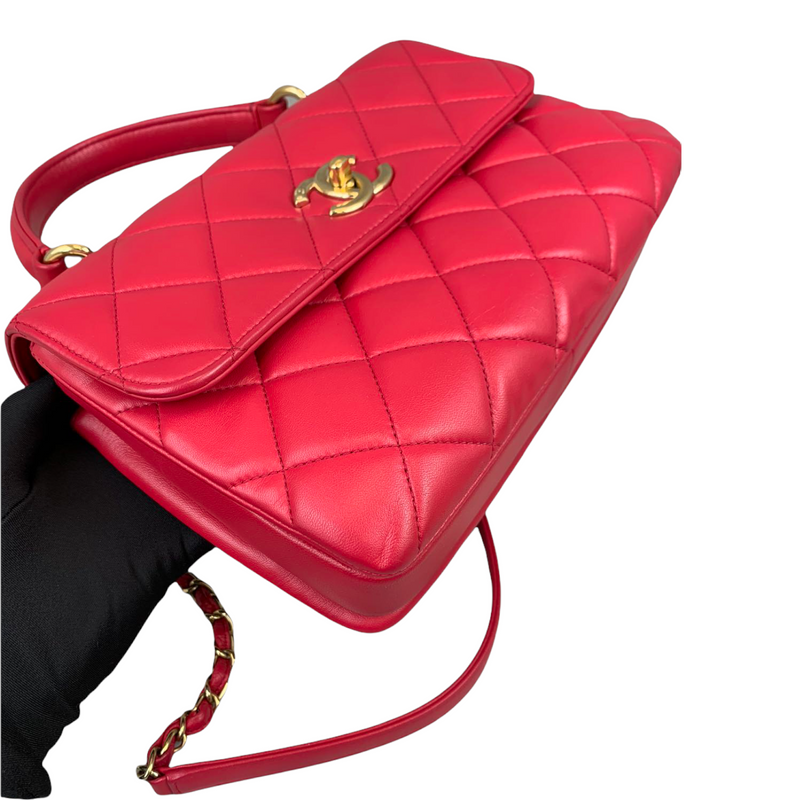 Small Trendy CC Flap Lambskin Red GHW