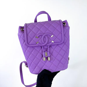 Filigree Backpack Caviar Black Purple GHW