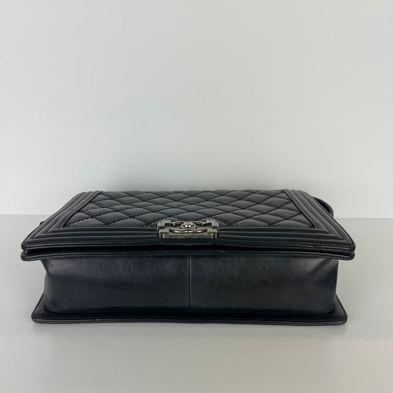 Large Le Boy Quilted Calfskin Black RHW