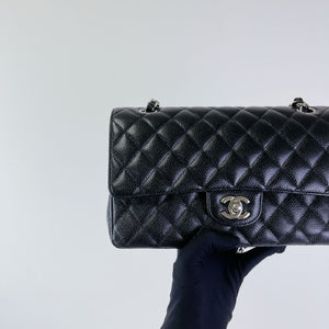 Classic Double Flap Medium Caviar Black SHW