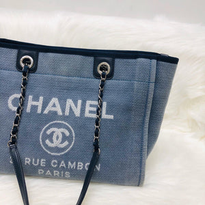 Deauville Large Denim Canvas Tote Bag with SHW