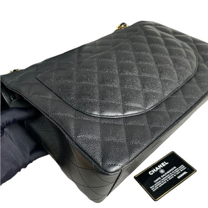 Classic Double Flap Caviar Maxi Black GHW