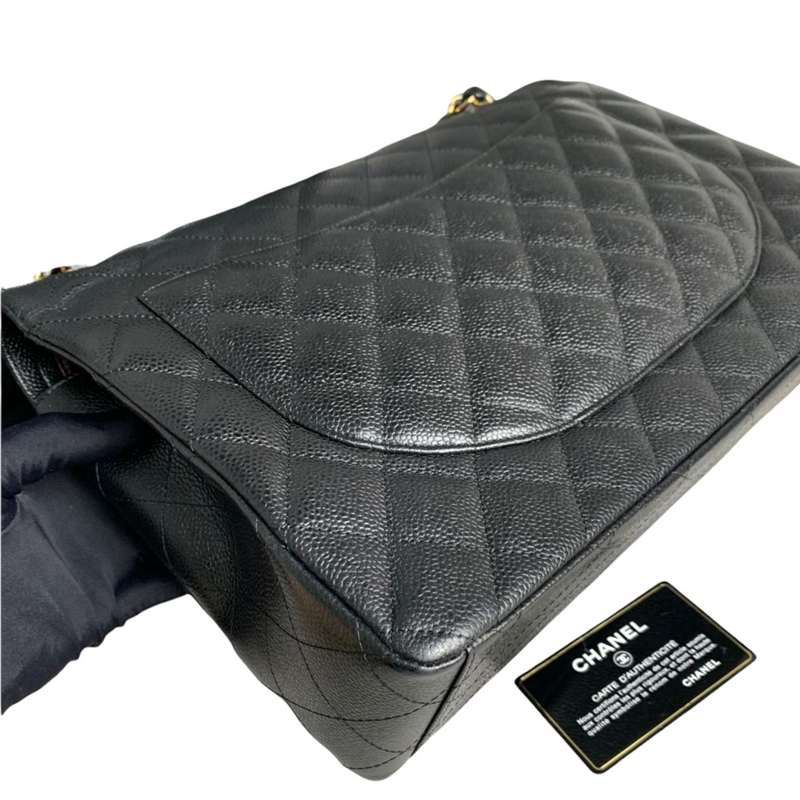 Classic Double Flap Caviar Maxi Black GHW