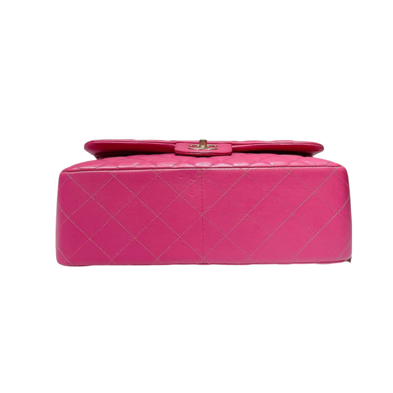 Classic Double Flap Jumbo Lambskin Hot Pink GHW