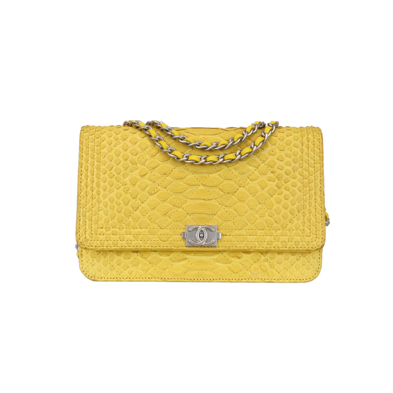 Python Leather Boy Wallet on Chain WOC Yellow SHW