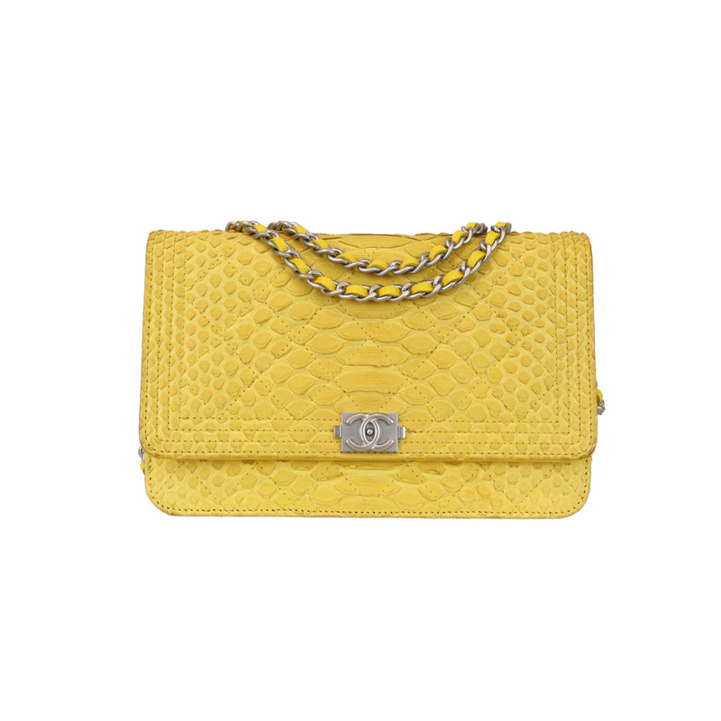 Python Leather Boy Wallet on Chain WOC Yellow SHW Bag Religion