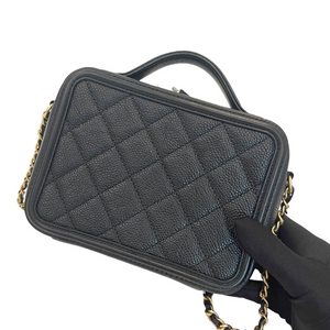Filigree Vanity Case Caviar Small Black GHW
