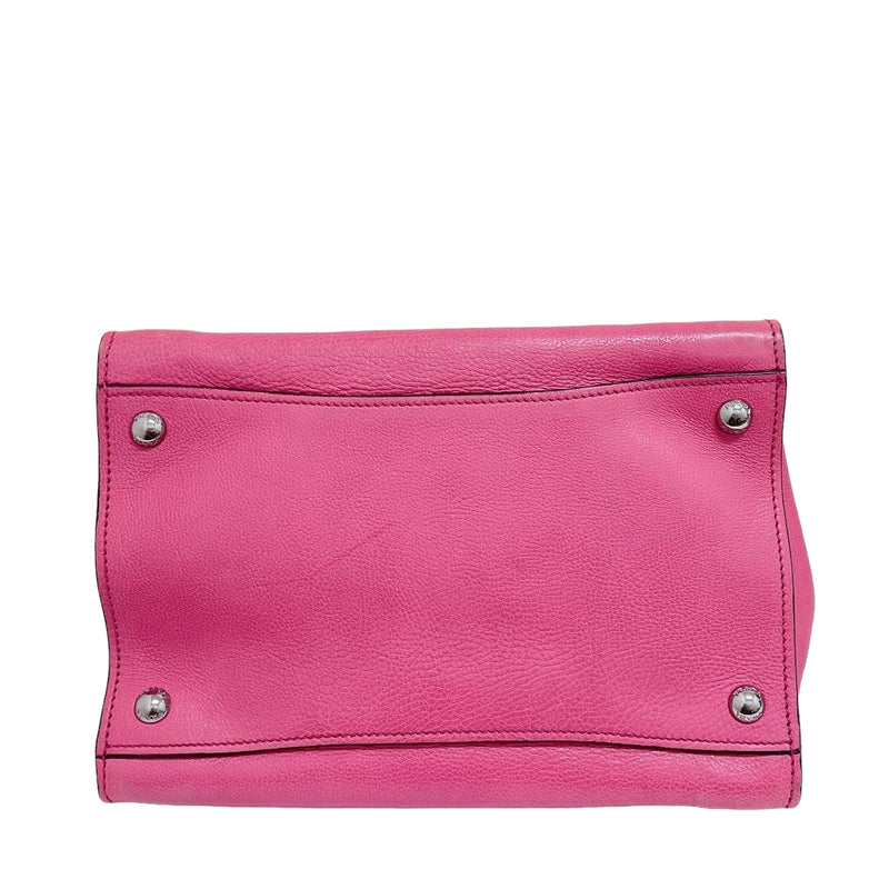 Twin Pocket Leather Satchel Pink SHW