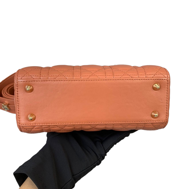 Small ABC Dior Lucky Badges Lambskin Orange GHW