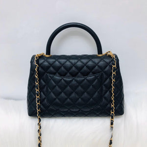 Quilted Medium Coco Handle Flap Black Caviar