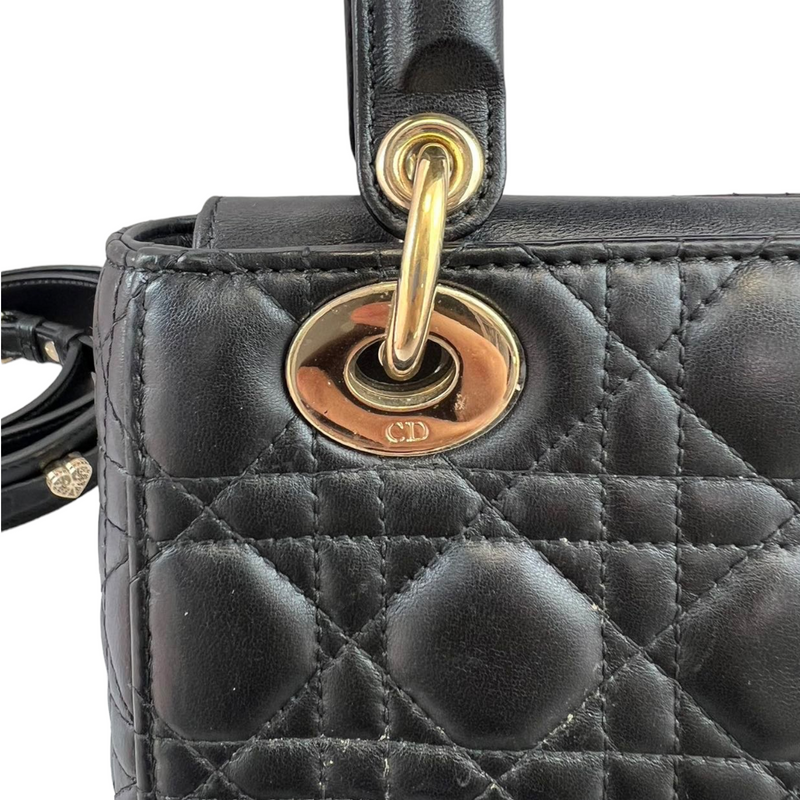 Small Cannage Lambskin ABC My Lady Dior Black GHW