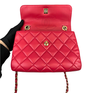 Small Trendy CC Flap Lambskin Red GHW