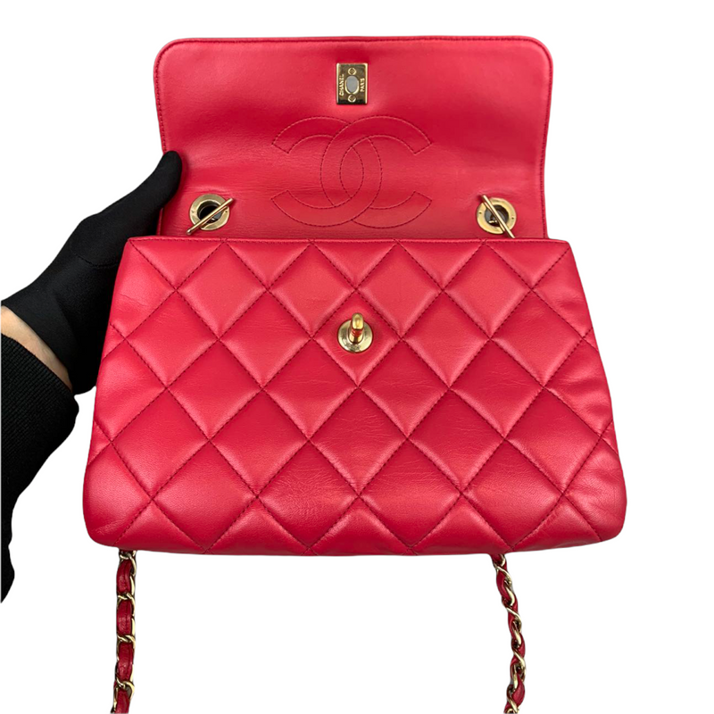 Small Trendy CC Flap Lambskin Red GHW