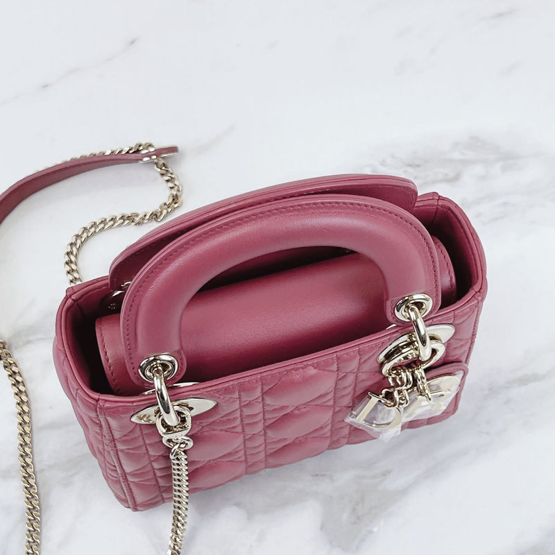 Mini Lady Dior Lambskin Rose Pink SHW