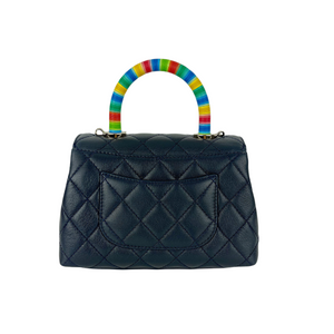 Rainbow Coco Handle Mini Lambskin Navy Blue SHW
