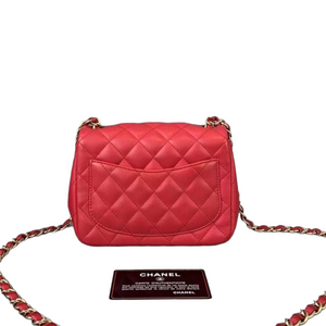 Classic Flap Square Mini Lambskin Red GHW