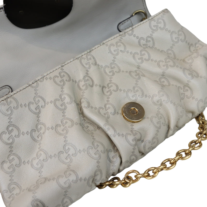 Guccissima Leather Shoulder Bag White GHW