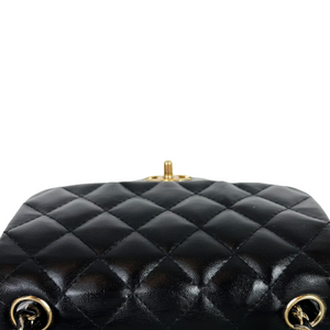 Square Mini Flap Lambskin Black GHW
