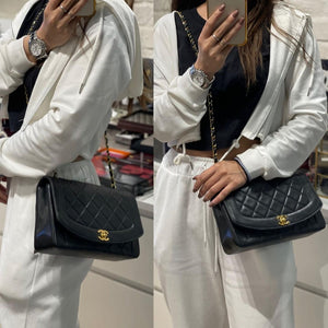 Medium Diana Lambskin Black GHW