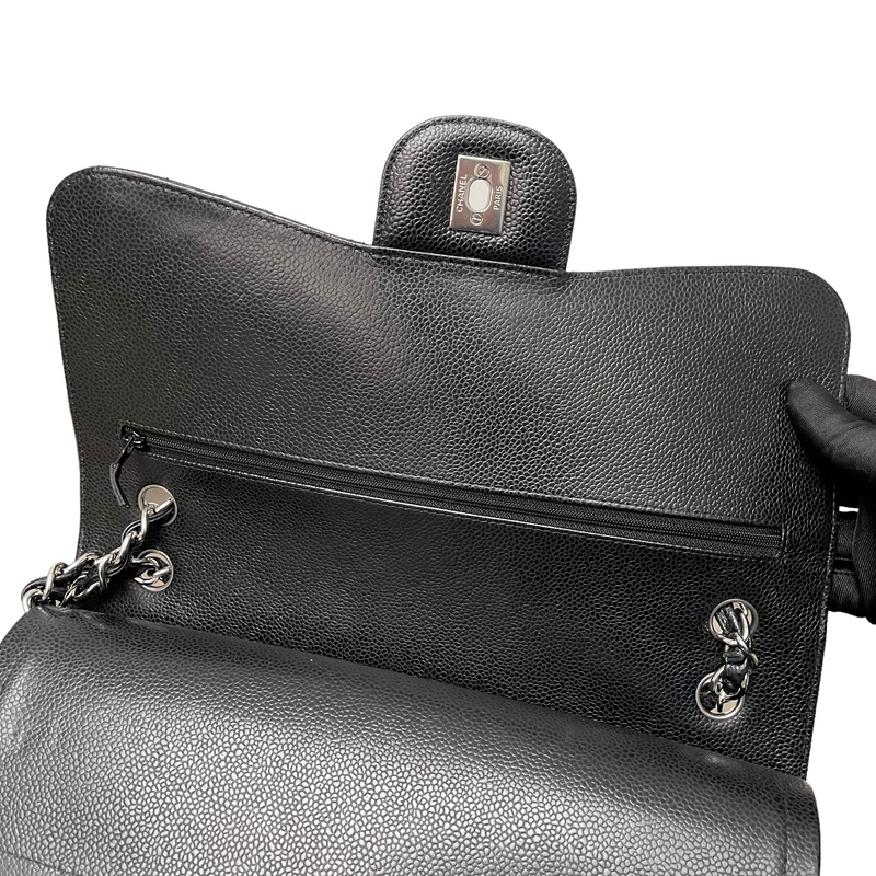 Jumbo Classic Double Flap Caviar Black SHW