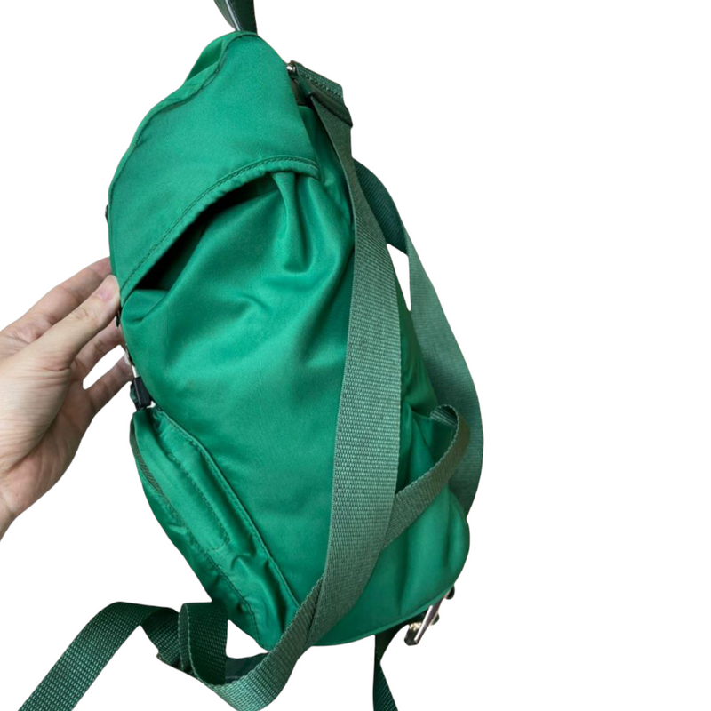 Tessuto Nylon Double Pocket Backpack Green