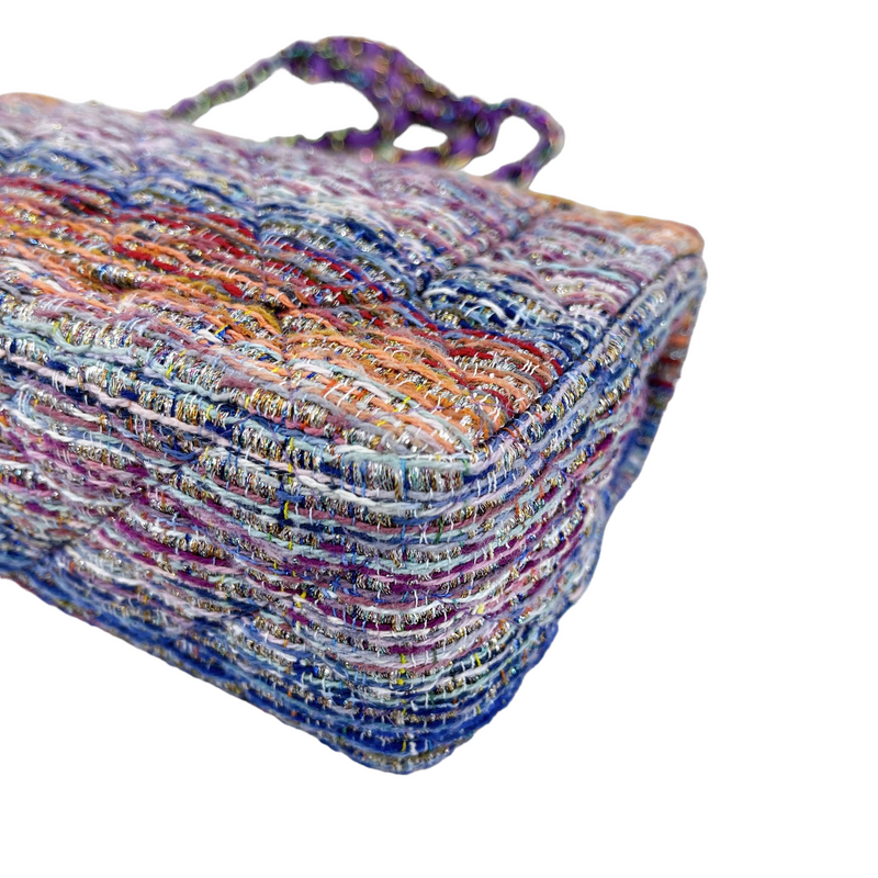 Mini Rectangle Flap Tweed Purple Rainbow Hardware