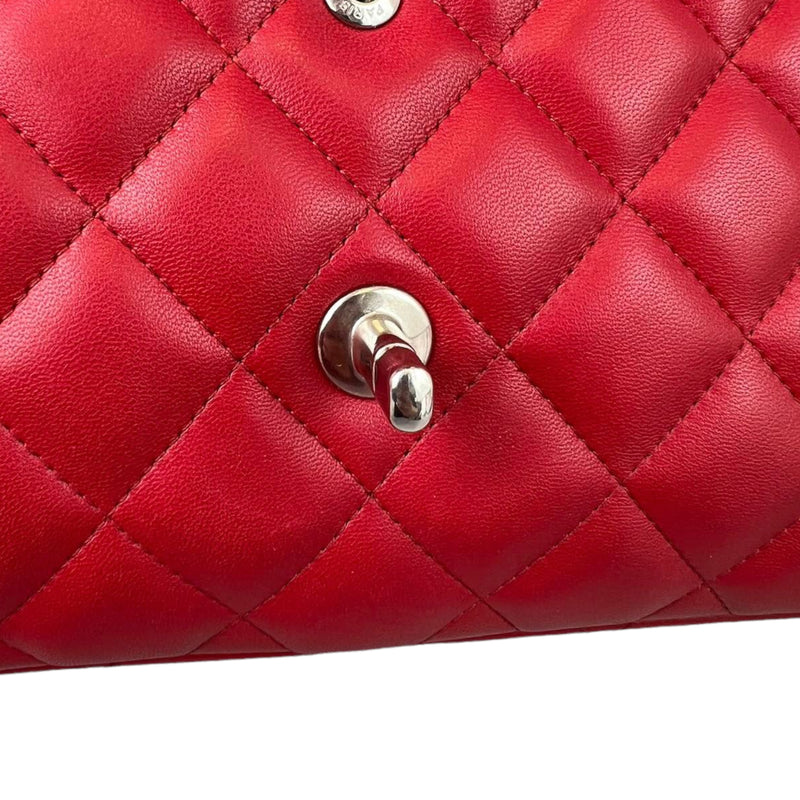 Double Flap Jumbo Lambskin Red SHW