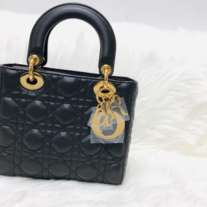 Cannage Lambskin Lucky Badges My Lady Dior Small Dark Grey