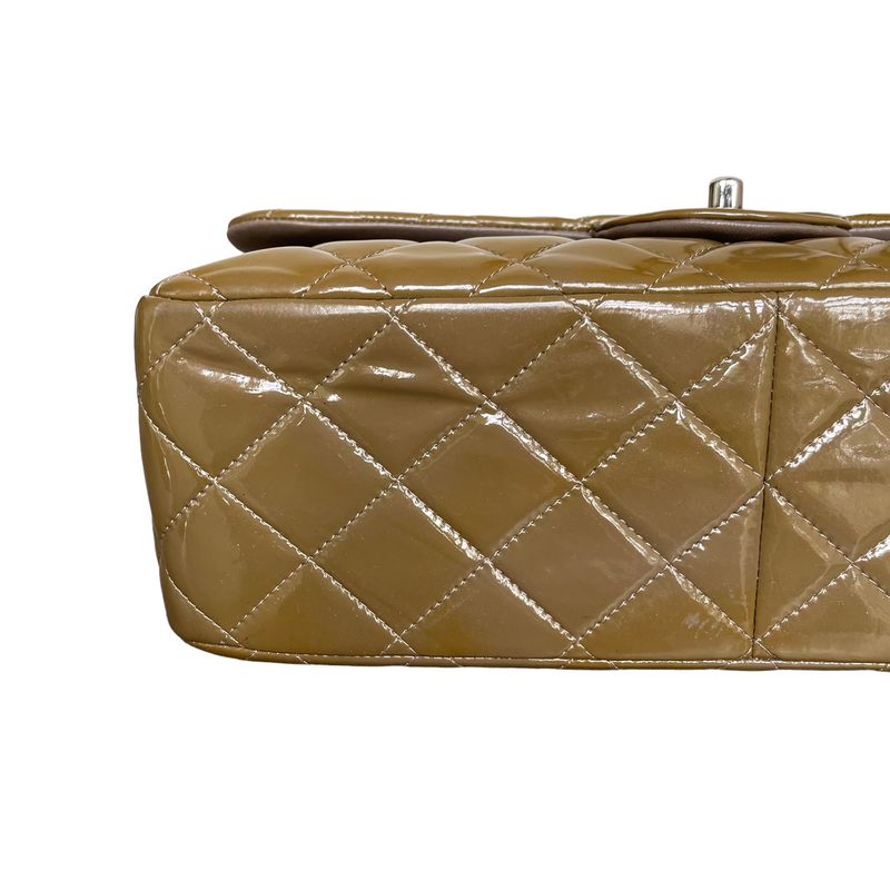 Jumbo Double Flap Patent Taupe SHW