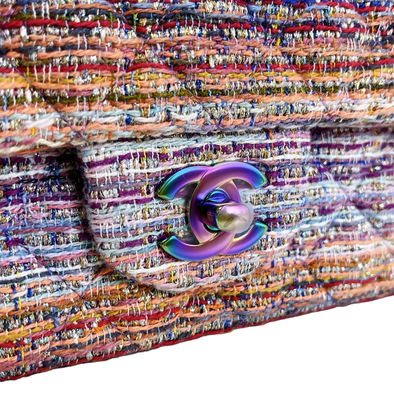 CHANEL Small CC Filigree Vanity Case in Purple Rainbow Tweed