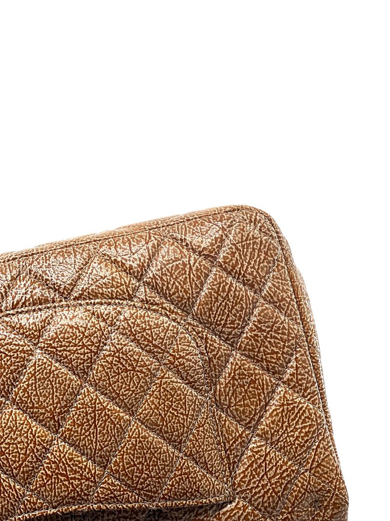 Medium Classic Flap Crumpled Calfskin Brown RHW