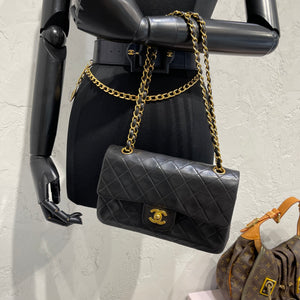 Vintage Classic Double Flap Lambskin Small Black GHW