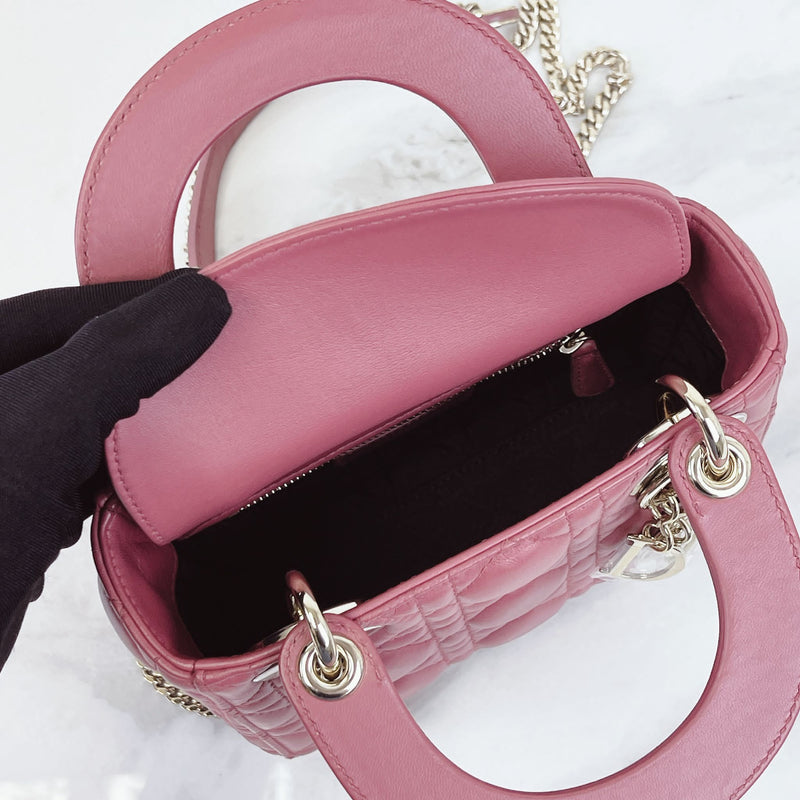 Mini Lady Dior Lambskin Rose Pink SHW