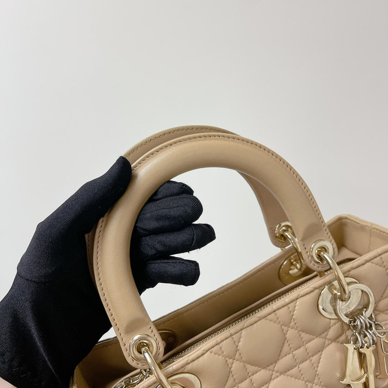 Lady Dior Lambskin Medium Beige GHW