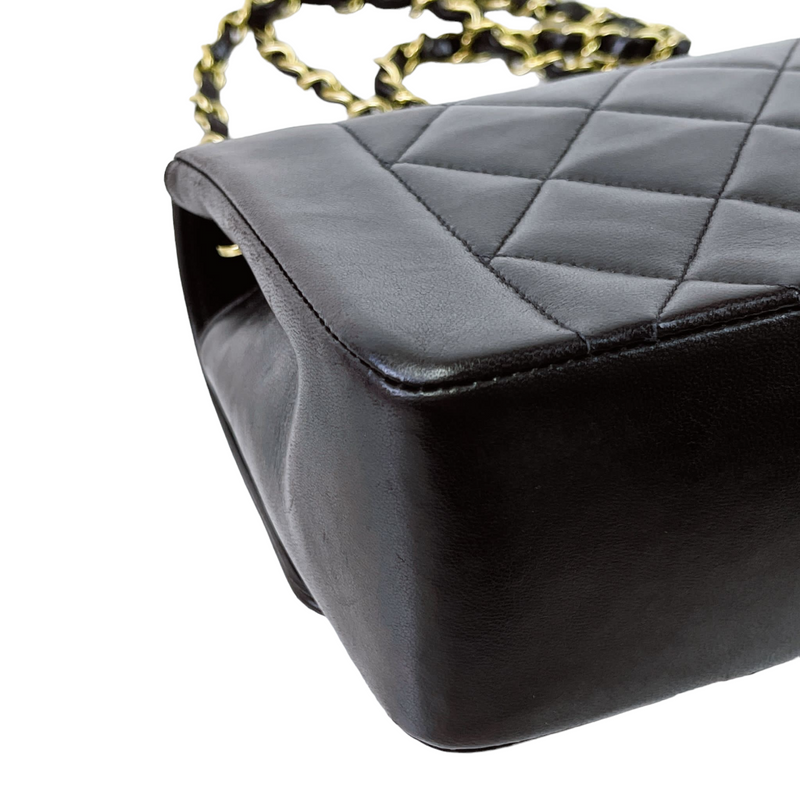 Small Classic Diana flap Black Lambskin GHW