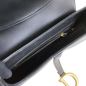 Medium Saddle Calfskin Black GHW