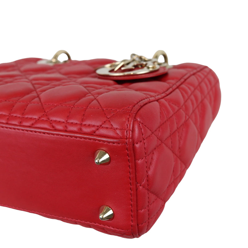 Small My Lady Dior Lucky Badges Lambskin Red GHW