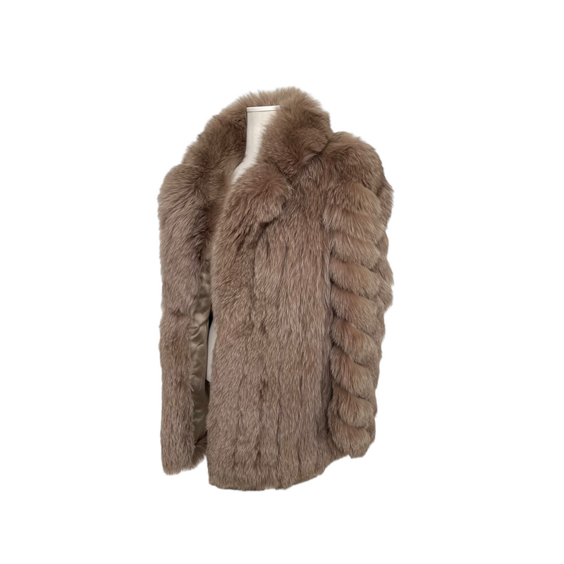 Blue Fox Fur Coat in Brown M