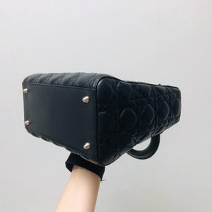Classic Lambskin Cannage Medium Lady Dior Black Leather Bag