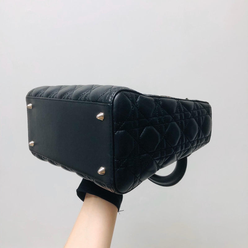 Classic Lambskin Cannage Medium Lady Dior Black Leather Bag